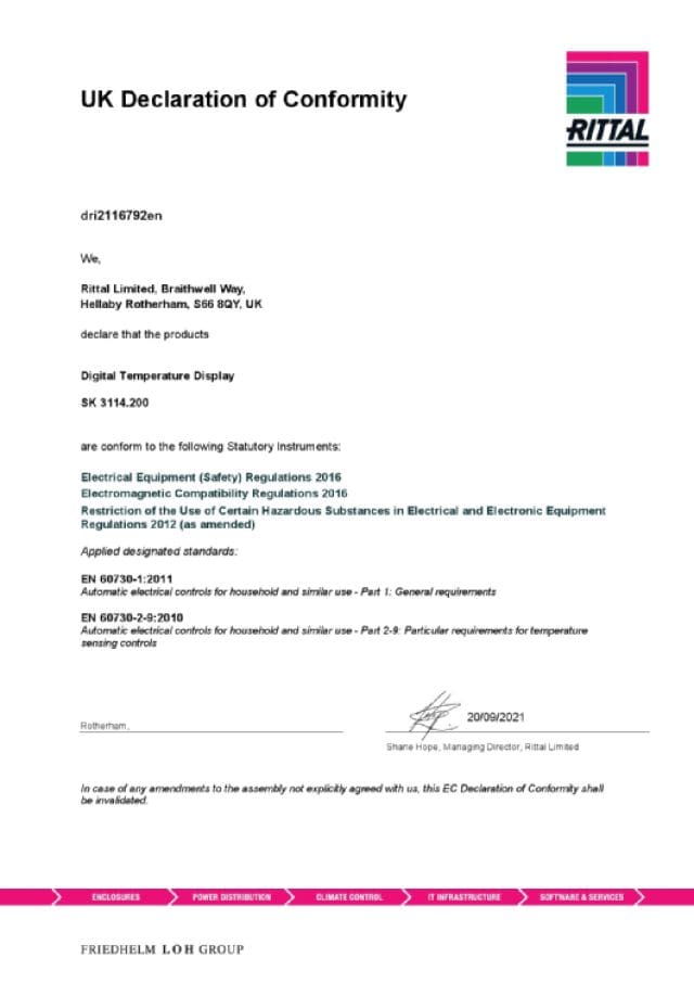 RITTAL SPA - RIT3114200 TERMOSTATO DIGITALE MULTITENSIONE