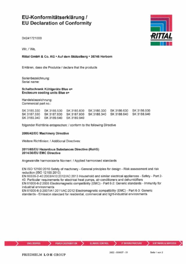 RITTAL SPA - RIT3189640 SK BLUE E+, CONDI. DA PARETE 5,8 KW INOX