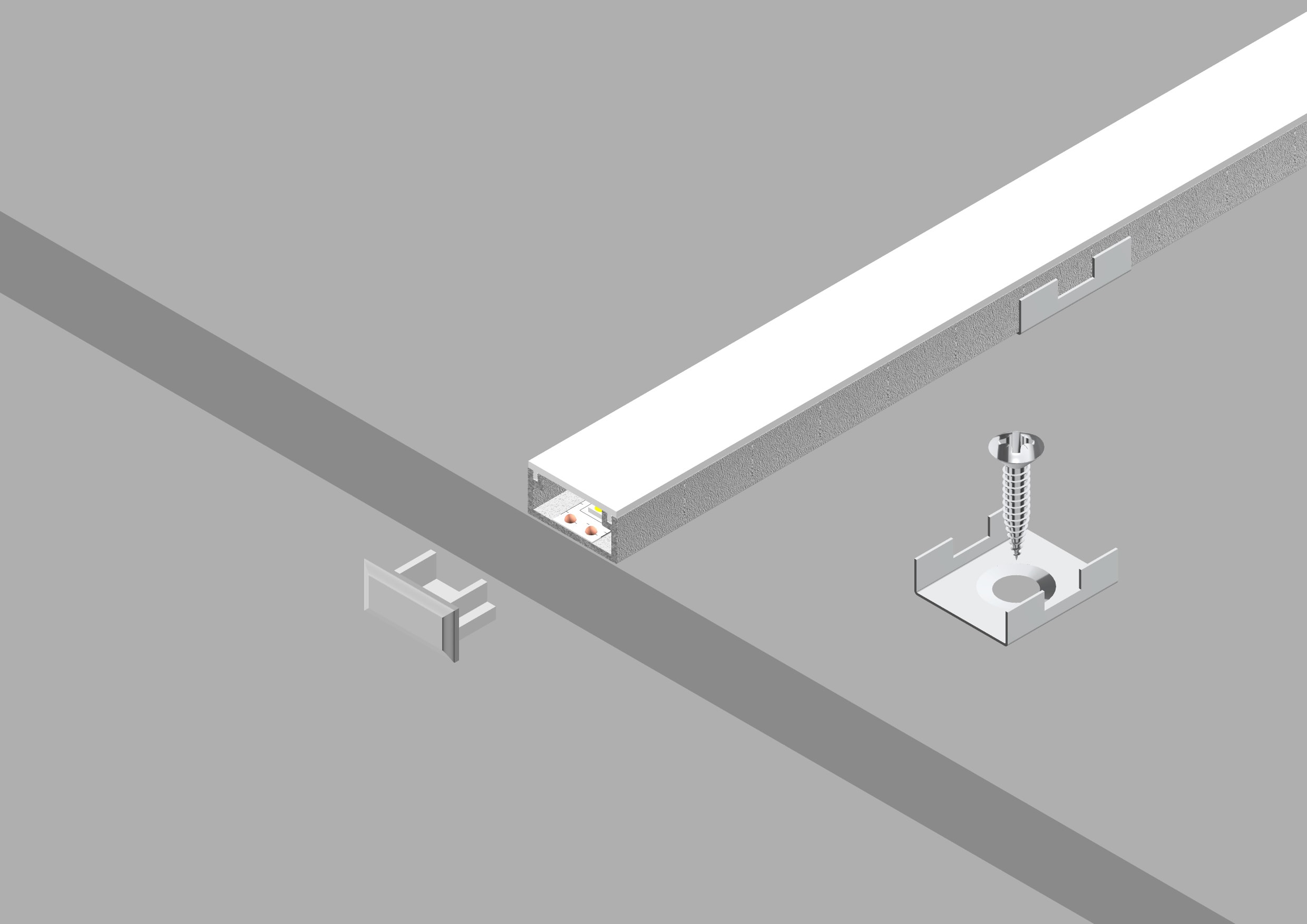 DIGIMAX SRL - DIXE16703-G PROFILO DA SUPERFICIE GRIGIO 3MT 16X7 IP