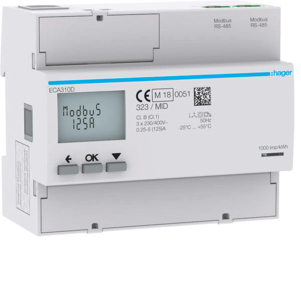 HAGER - HAGECA310D CONTATORE 3F DIR 125A MODBUS AGARDIO MID