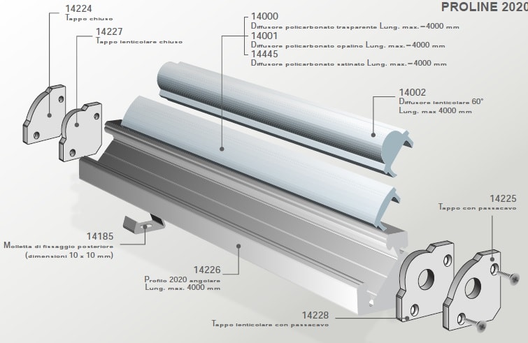 ELCOM SRL - EOW14226-01L40 PROFILO 2020 BIANCO L=4000MM
