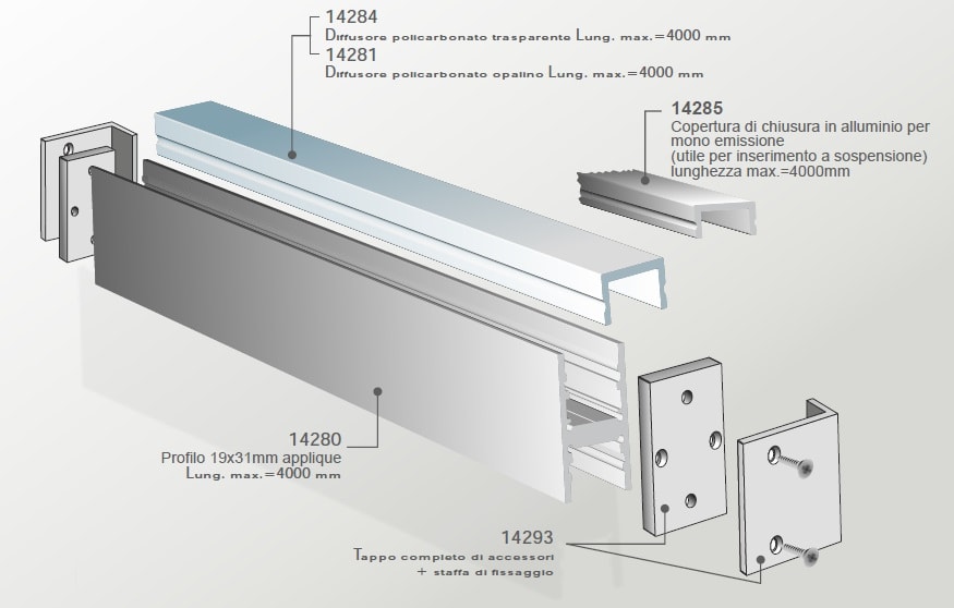 ELCOM SRL - EOW14280-01L20 PROFILO 3031 BIANCO L=2000MM
