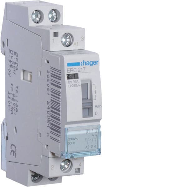 HAGER - HAGERC217 RELE COM MAN STD+ 2NC 230VAC 16A 1M
