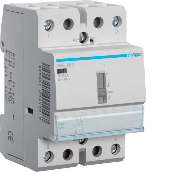 HAGER - HAGERC263 CONTATTORE COM MAN STD 2NA 230VAC 63A 3M