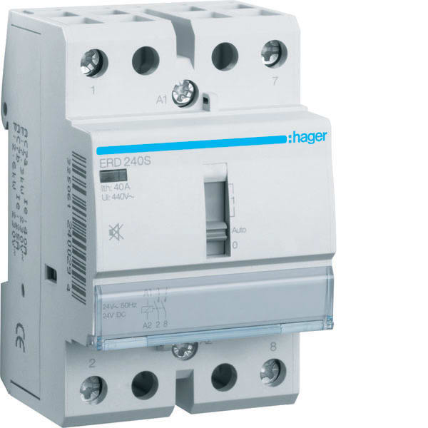 HAGER - HAGERD240S CONTATT COM MAN SIL 2NA 24VAC/24VDC 40A
