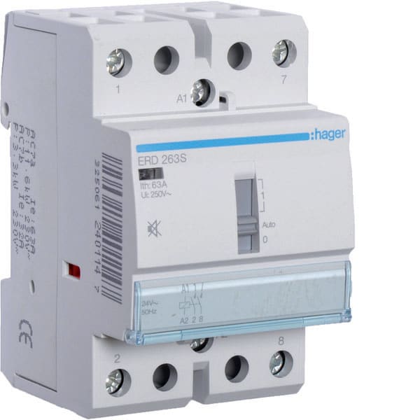 HAGER - HAGERD263S CONTATT COM MAN SIL 2NA 24VAC/24VDC 63A