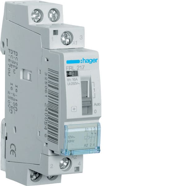 HAGER - HAGERL217 REL  COM MAN STD+ 2NC 12VAC 16A 1M