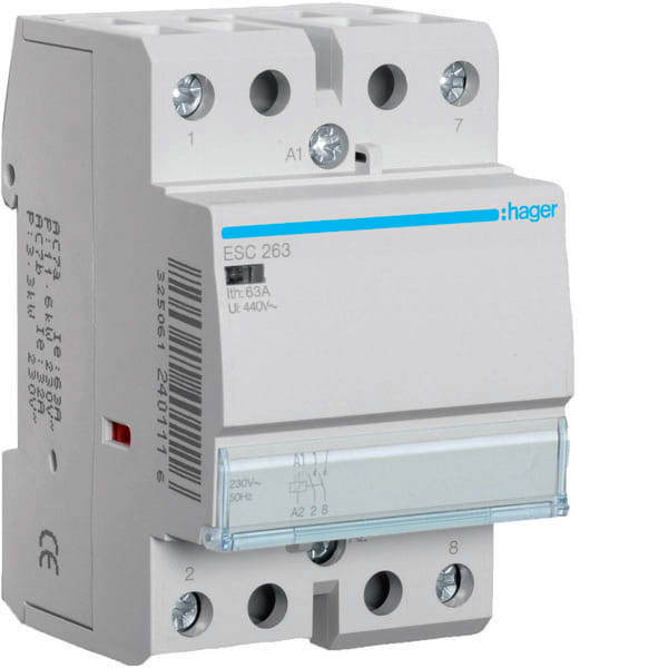 HAGER - HAGESC263 CONTATTORE STD 2NA 230VAC 63A 3M