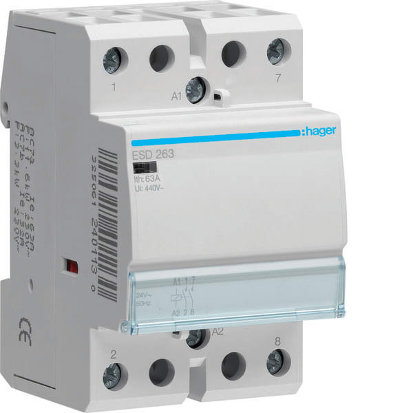 HAGER - HAGESD263 CONTATTORE STD 2NA 24VAC 63A 3M