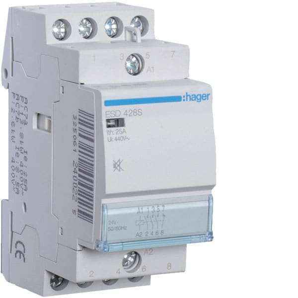 HAGER - HAGESD428S CONTATTORE SIL 3NA+1NC 24VAC 25A 2M