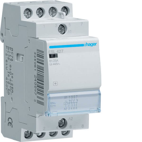 HAGER - HAGESL427 CONTATTORE STD+ 2NA+2NC 12VAC 25A 2M