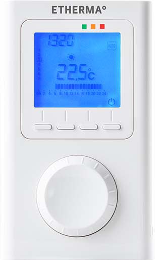 ETHERMA - ETR40595 Funk-Raumthermostat mit Uhr, LCD-Anzeige