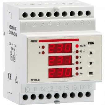 VEMER SPA - VEMVE333100 EV3M-4DIN WATTMETRO TRIFASE MULTIFUNZ.