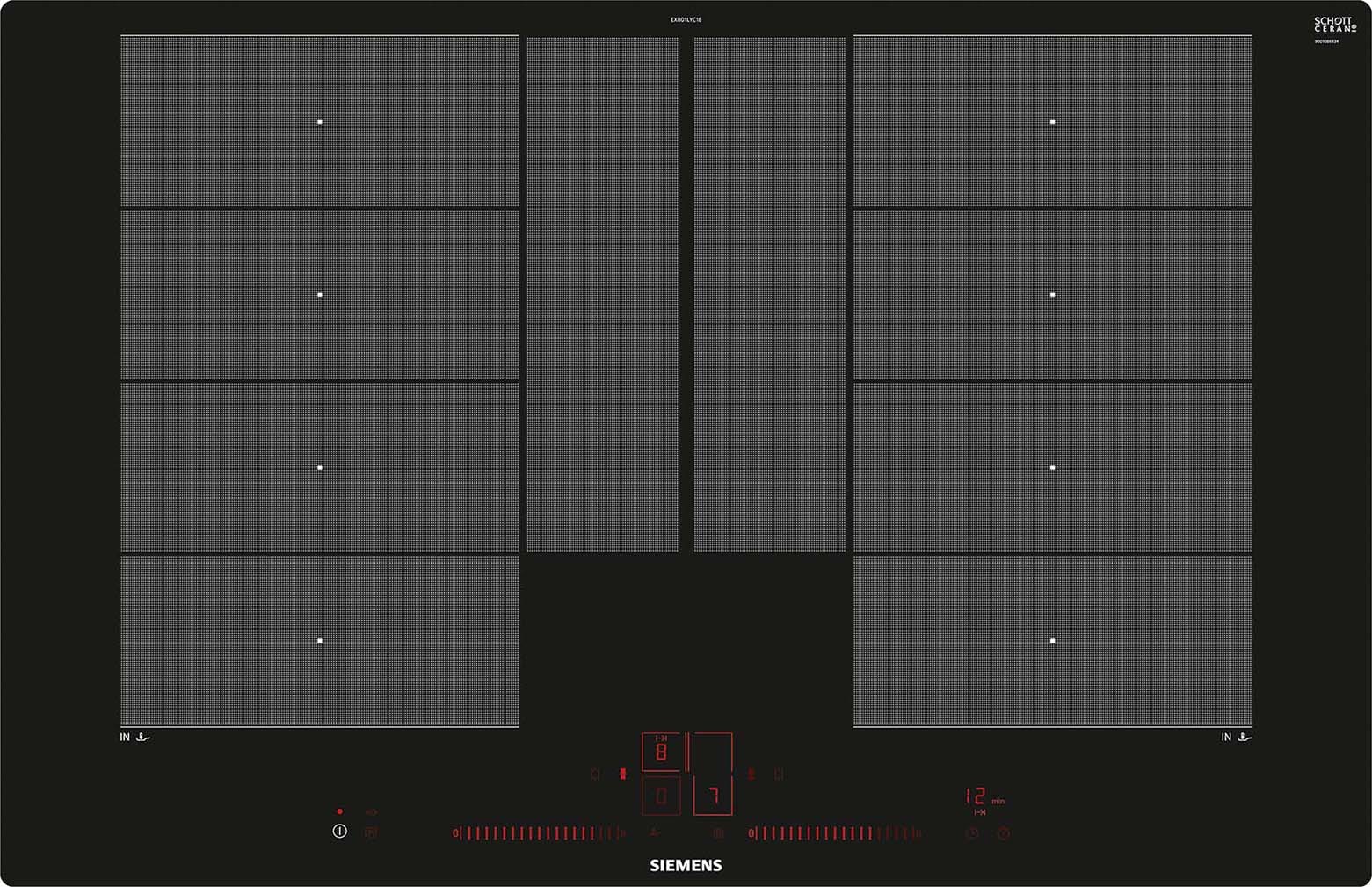 Siemens Hausgerate - SIZEX801LYC1E Glaskeramik Kochstelle 80cm Induktion 2x