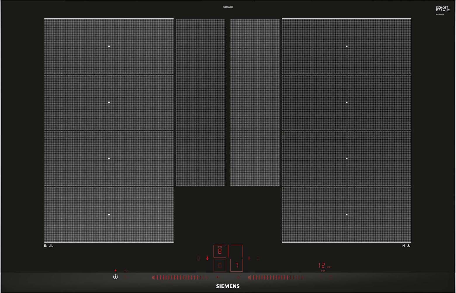 Siemens Hausgerate - SIZEX875LYC1E Glaskeramik Kochstelle 80cm Induktion 2x