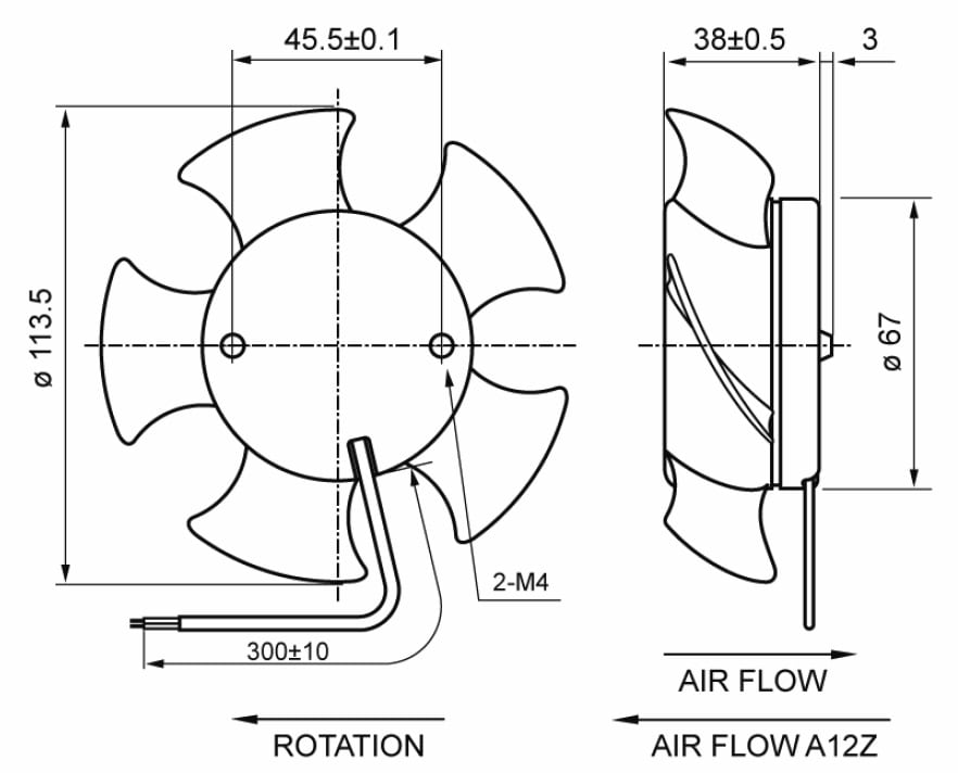 FANDIS SPA - FAD003595.00001 A12W23HWBW00 VENT ?113X38MM - 230 VA.C.
