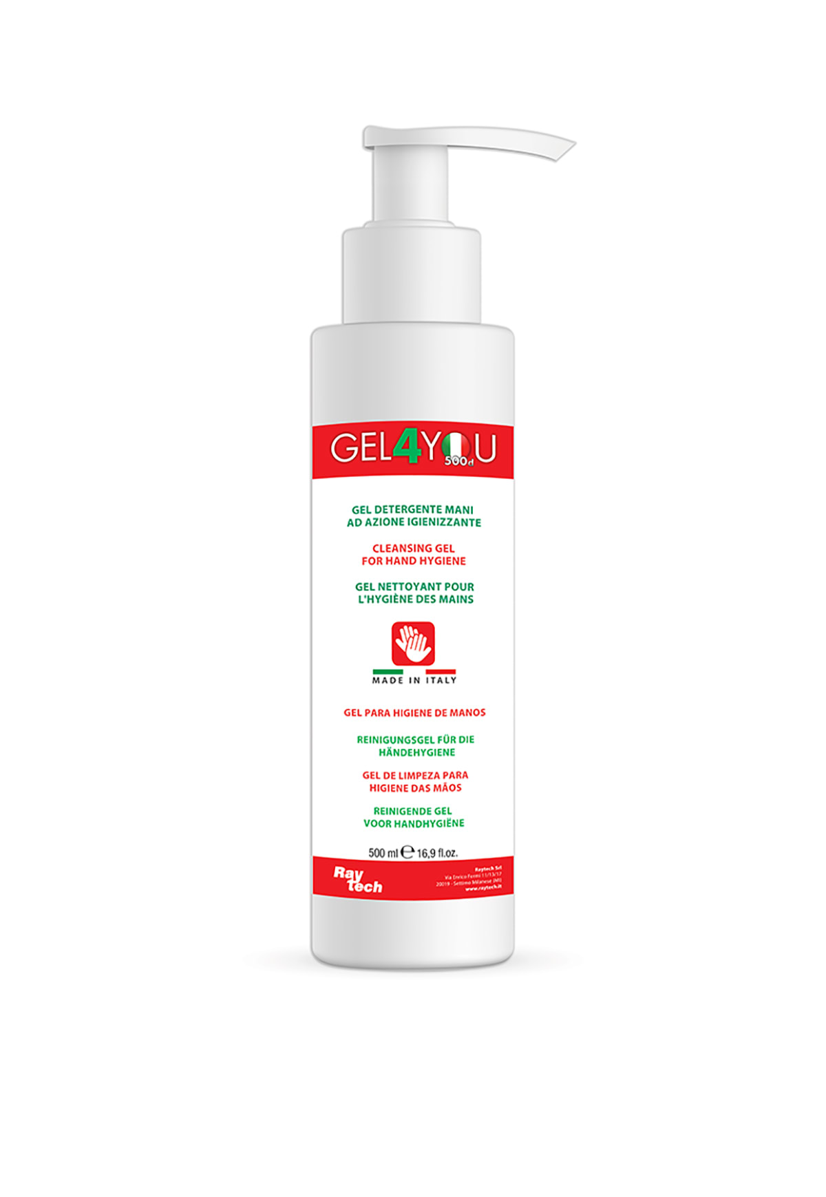 RAYTECH SRL - RYTGEL4YOU-500D GEL4YOU 500ML/D GEL MANI IGIENIZ.