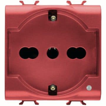 GEWISS - GEWGW10214AB PRESA STANDARD ITALIANO/TEDESCO 250V ac - PER LINEE DEDICATE - 2P+T 16A BIVALENTE - P30-P17 - 2 MODULI - ROSSO - ANTIBATTERICO - CHORUSMART