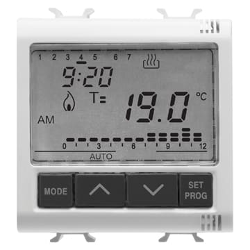 GEWISS - GEWGW10703 CRONOTERMOSTATO PROGRAMMAZIONE GIORNALIERA/SETTIMANALE - 230V ac 50/60Hz - 2 MODULI - BIANCO LUCIDO - CHORUSMART