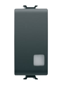 GEWISS - GEWGW12003 INTERRUTTORE UNIPOLARE 250V ac - 16AX ILLUMINABILE - CON LENTE NEUTRA SOSTITUIBILE - 1 MODULO - NERO SATINATO - CHORUSMART