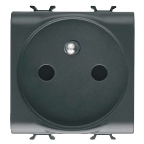 GEWISS - GEWGW12248 PRESA STANDARD FRANCESE 250V ac - MORSETTI SERRAGGIO FRONTALE - 2P+T 16A - 2 MODULI - NERO SATINATO - CHORUSMART