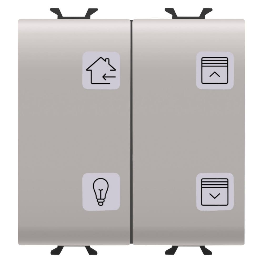 GEWISS - GEWGW13787 PULSANTIERA CON SIMBOLI INTERCAMBIABILI - KNX - 4 CANALI - 2 MODULI - NATURAL BEIGE - CHORUSMART