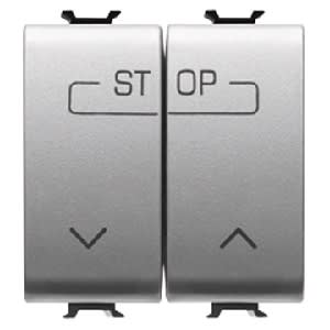 GEWISS - GEWGW14160F DOPPIO PULSANTE 250V ac - MORSETTI CABLAGGIO RAPIDO - UNIPOLARE NA 16A - SIMBOLO SU-GIU'-STOP - 2 MODULI - TITANIO - CHORUSMART