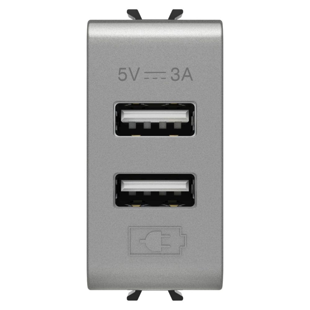 GEWISS - GEWGW14447 ALIMENTATORE USB A+A 5V 3A 1M TITANIO