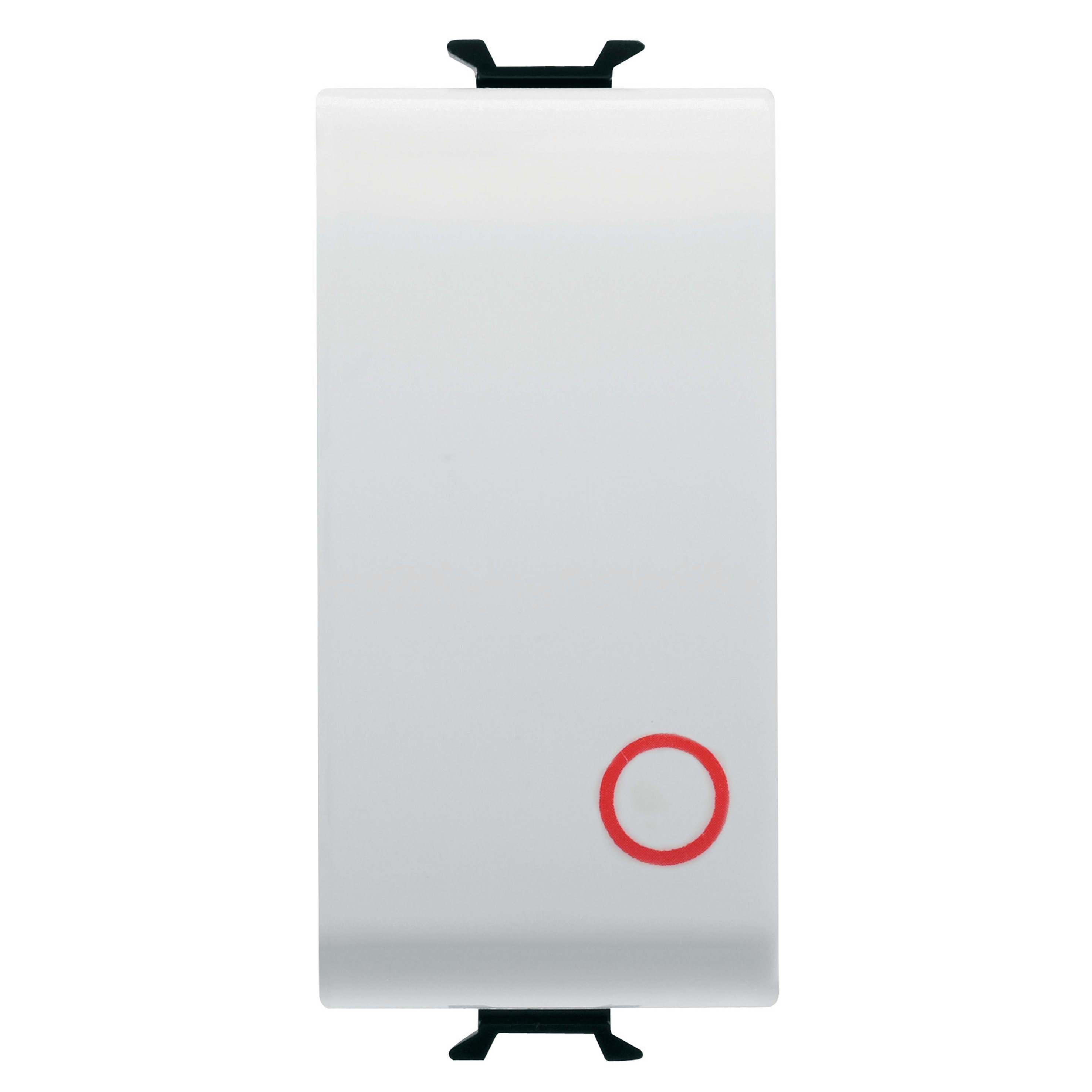GEWISS - GEWGW15137 PULSANTE UNIPOLARE 250V ac - NC 16A - TASTO NEUTRO - SIMBOLO 0 ROSSO - 1 MODULO - BIANCO SATINATO - CHORUSMART