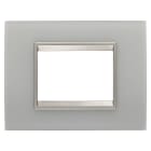 GEWISS - GEWGW16203GT PLACCA LUX - IN VETRO - 3 POSTI - NATURAL REFLECTION - CORNICE BRONZO CHIARO OPACO - CHORUSMART