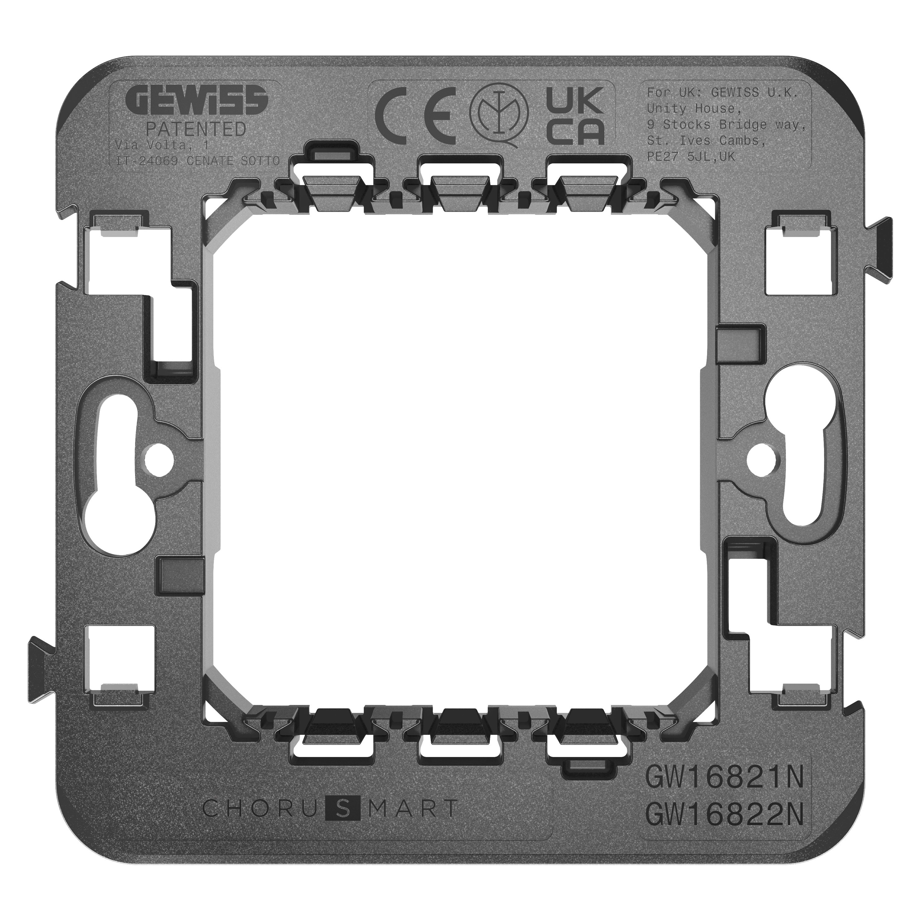 GEWISS - GEWGW16822N SUPPORTO STANDARD INTERNAZIONALE - 2 POSTI A VITE - PER PLACCHE EGO SMART (COMPATIBILE CON TUTTE LE ALTRE LINEE DI PLACCHE CHORUSMART) - CHORUSMART