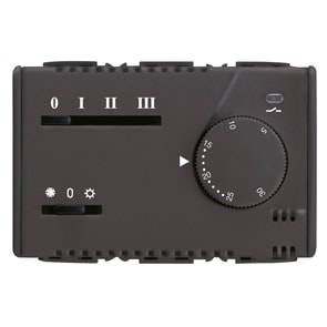 GEWISS - GEWGW21853 TERMOSTATO ELETTRONICO ESTATE/INVERNO PER FAN COIL - REGOLAZIONE A MANOPOLA - TRE VELOCITA' - 230V 50/60Hz - 3 MODULI- SYSTEM BLACK