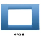 GEWISS - GEWGW22166 PLACCA VIRNA - IN TECNOPOLIMERO FINITURA LUCIDA - 6 POSTI - AZZURRO CIELO - SYSTEM