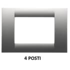 GEWISS - GEWGW22284 PLACCA VIRNA - IN TECNOPOLIMERO FINITURA LUCIDA - 4 POSTI - TITANIO METALLIZZATO - SYSTEM