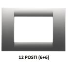 GEWISS - GEWGW22288 PLACCA VIRNA - IN TECNOPOLIMERO FINITURA LUCIDA - 12 POSTI (6+6 SOVRAPPOSTI) - TITANIO METALLIZZATO - SYSTEM