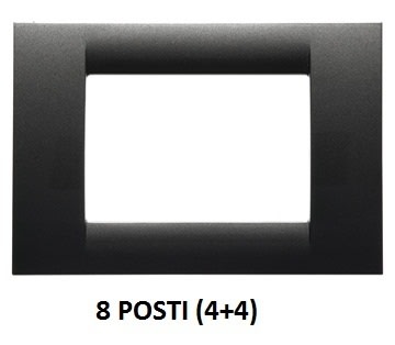 GEWISS - GEWGW22297 PLACCA VIRNA - IN TECNOPOLIMERO FINITURA LUCIDA - 8 POSTI (4+4 SOVRAPPOSTI) - ARDESIA METALLIZZATO - SYSTEM