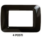 GEWISS - GEWGW22514 PLACCA TOP SYSTEM - IN TECNOPOLIMERO FINITURA LUCIDA - 4 POSTI - NERO TONER - SYSTEM
