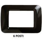 GEWISS - GEWGW22516 PLACCA TOP SYSTEM - IN TECNOPOLIMERO FINITURA LUCIDA - 6 POSTI - NERO TONER - SYSTEM