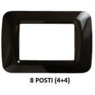GEWISS - GEWGW22517 PLACCA TOP SYSTEM - IN TECNOPOLIMERO FINITURA LUCIDA - 8 POSTI (4+4 SOVRAPPOSTI) - NERO TONER - SYSTEM