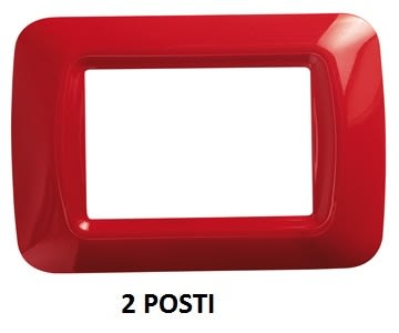 GEWISS - GEWGW22522 PLACCA TOP SYSTEM - IN TECNOPOLIMERO FINITURA LUCIDA - 2 POSTI - ROSSO GERANIO - SYSTEM
