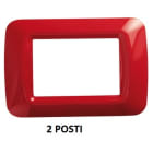 GEWISS - GEWGW22522 PLACCA TOP SYSTEM - IN TECNOPOLIMERO FINITURA LUCIDA - 2 POSTI - ROSSO GERANIO - SYSTEM