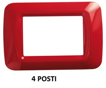 GEWISS - GEWGW22524 PLACCA TOP SYSTEM - IN TECNOPOLIMERO FINITURA LUCIDA - 4 POSTI - ROSSO GERANIO - SYSTEM