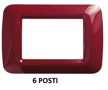 GEWISS - GEWGW22536 PLACCA TOP SYSTEM - IN TECNOPOLIMERO FINITURA LUCIDA - 6 POSTI - AMARANTO CLASSICO - SYSTEM