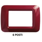 GEWISS - GEWGW22536 PLACCA TOP SYSTEM - IN TECNOPOLIMERO FINITURA LUCIDA - 6 POSTI - AMARANTO CLASSICO - SYSTEM