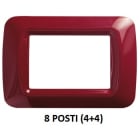 GEWISS - GEWGW22537 PLACCA TOP SYSTEM - IN TECNOPOLIMERO FINITURA LUCIDA - 8 POSTI (4+4 SOVRAPPOSTI) - AMARANTO CLASSICO - SYSTEM