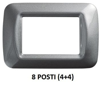 GEWISS - GEWGW22607 PLACCA TOP SYSTEM - IN TECNOPOLIMERO FINITURA LUCIDA - 8 POSTI (4+4 SOVRAPPOSTI) - TITANIO METALLIZZATO - SYSTEM