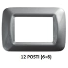 GEWISS - GEWGW22608 PLACCA TOP SYSTEM - IN TECNOPOLIMERO FINITURA LUCIDA - 12 POSTI (6+6 SOVRAPPOSTI) - TITANIO METALLIZZATO - SYSTEM