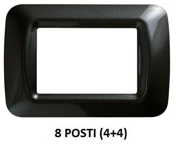 GEWISS - GEWGW22617 PLACCA TOP SYSTEM - IN TECNOPOLIMERO FINITURA LUCIDA - 8 POSTI (4+4 SOVRAPPOSTI) - ARDESIA METALLIZZATO - SYSTEM