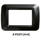 GEWISS - GEWGW22617 PLACCA TOP SYSTEM - IN TECNOPOLIMERO FINITURA LUCIDA - 8 POSTI (4+4 SOVRAPPOSTI) - ARDESIA METALLIZZATO - SYSTEM