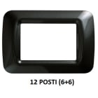 GEWISS - GEWGW22618 PLACCA TOP SYSTEM - IN TECNOPOLIMERO FINITURA LUCIDA - 12 POSTI (6+6 SOVRAPPOSTI) - ARDESIA METALLIZZATO - SYSTEM
